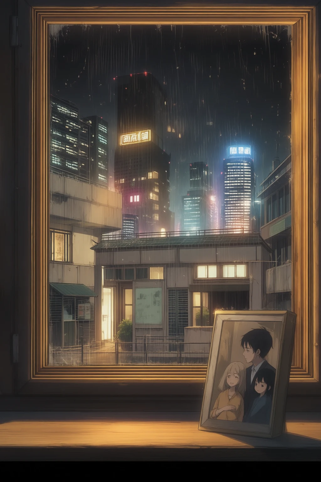Lee Ahn's dimly lit apartment, late at night. He's alone,