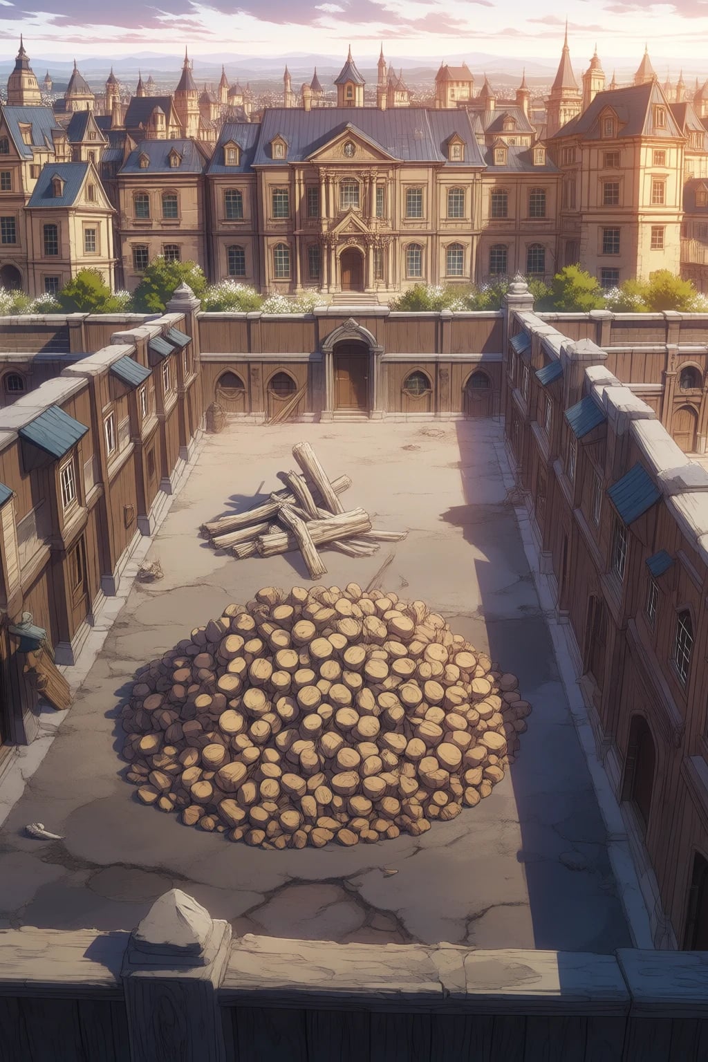 The wood-chopping yard of Minister Liang's estate. It is
