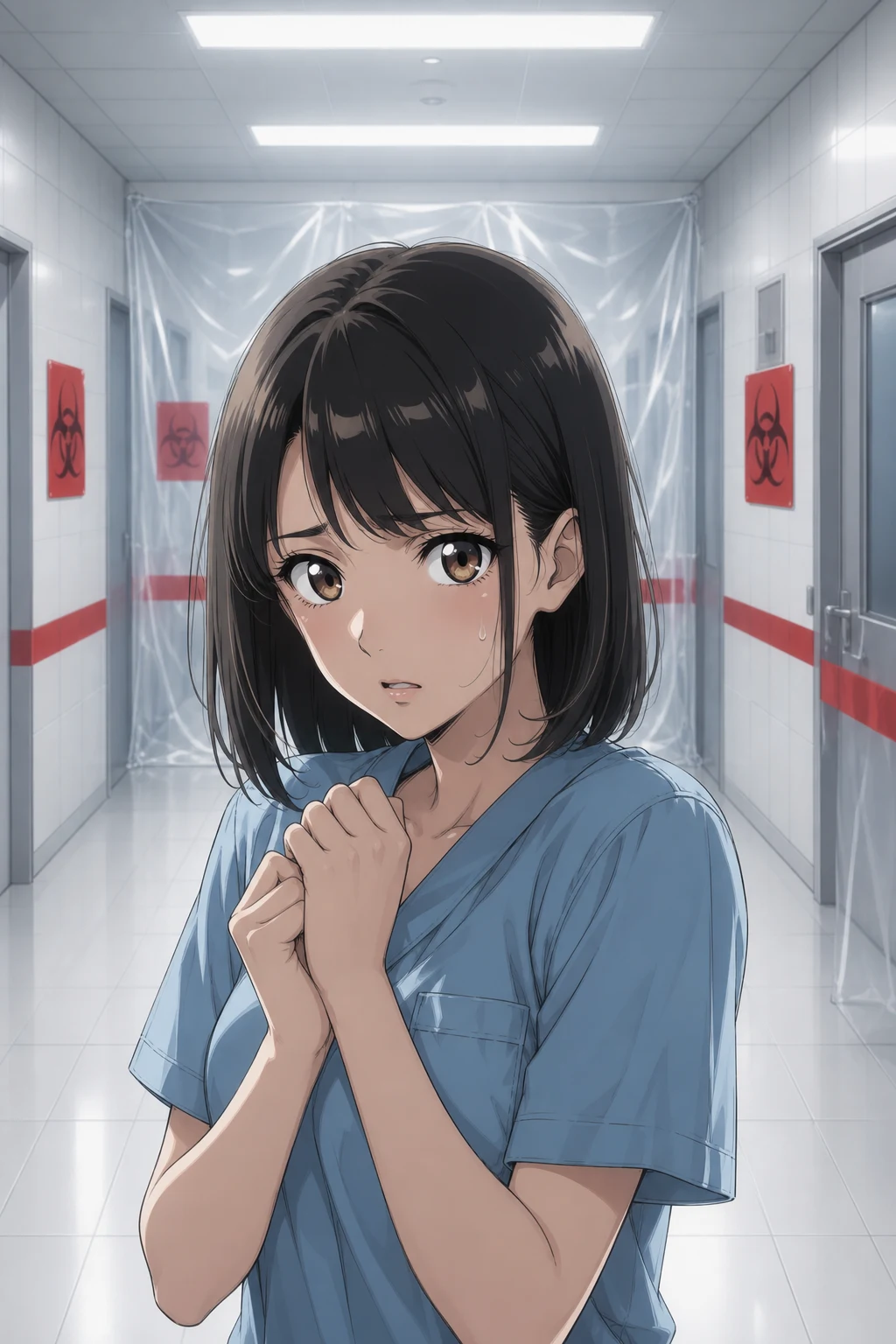 You are in a private hospital room. The door is locked from