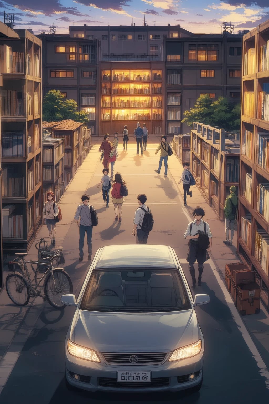Outside the university library, near the expensive silver