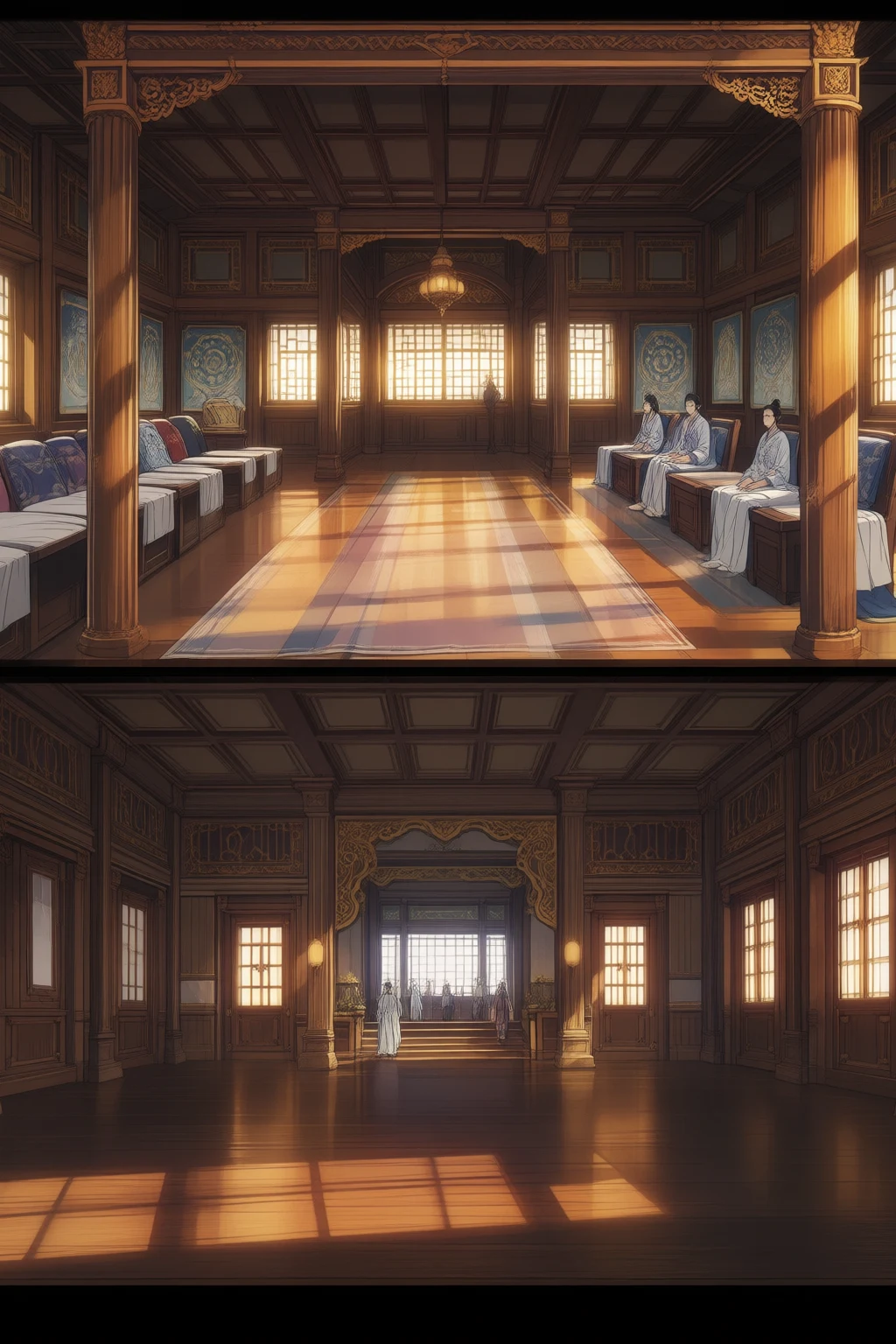 The main receiving hall of the Li family estate. Morning.