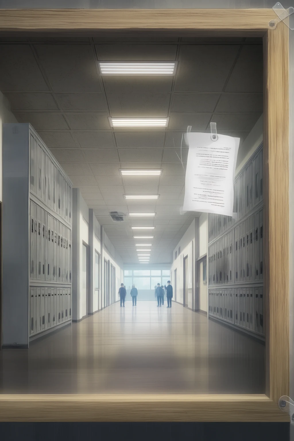 The main hallway outside the principal's office, just after