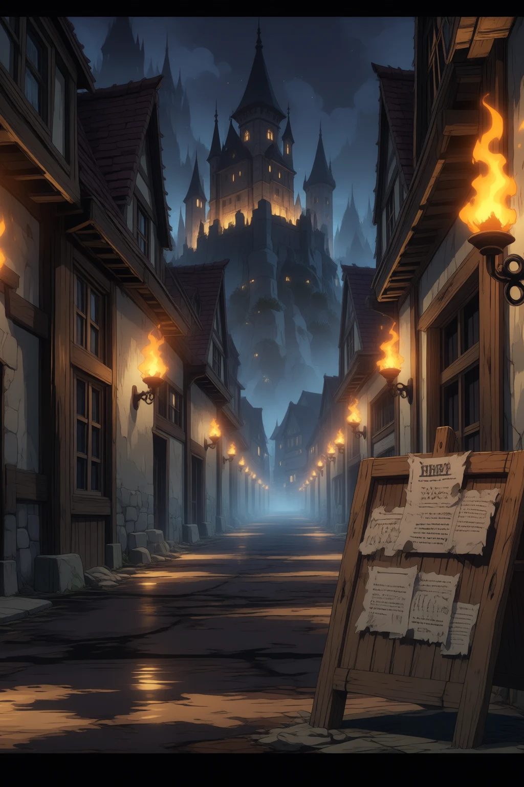 The village of Mudwater, at the central notice board.