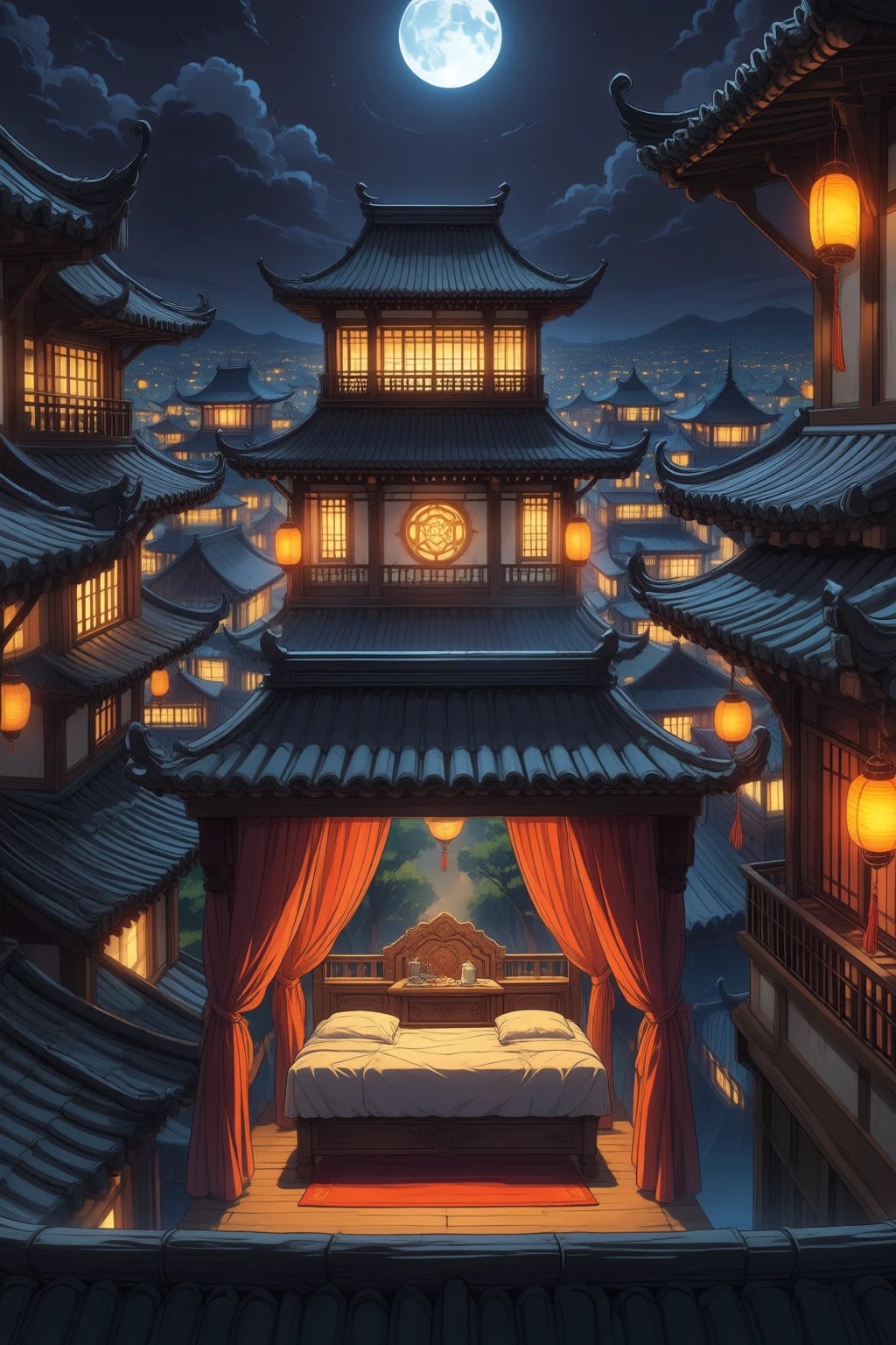 Princess Mingda's private bedchamber, late at night.