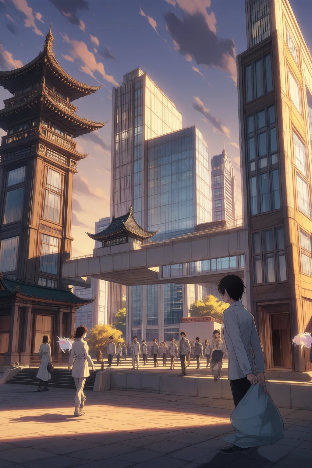 The main courtyard of Celestial Dawn Academy, just after