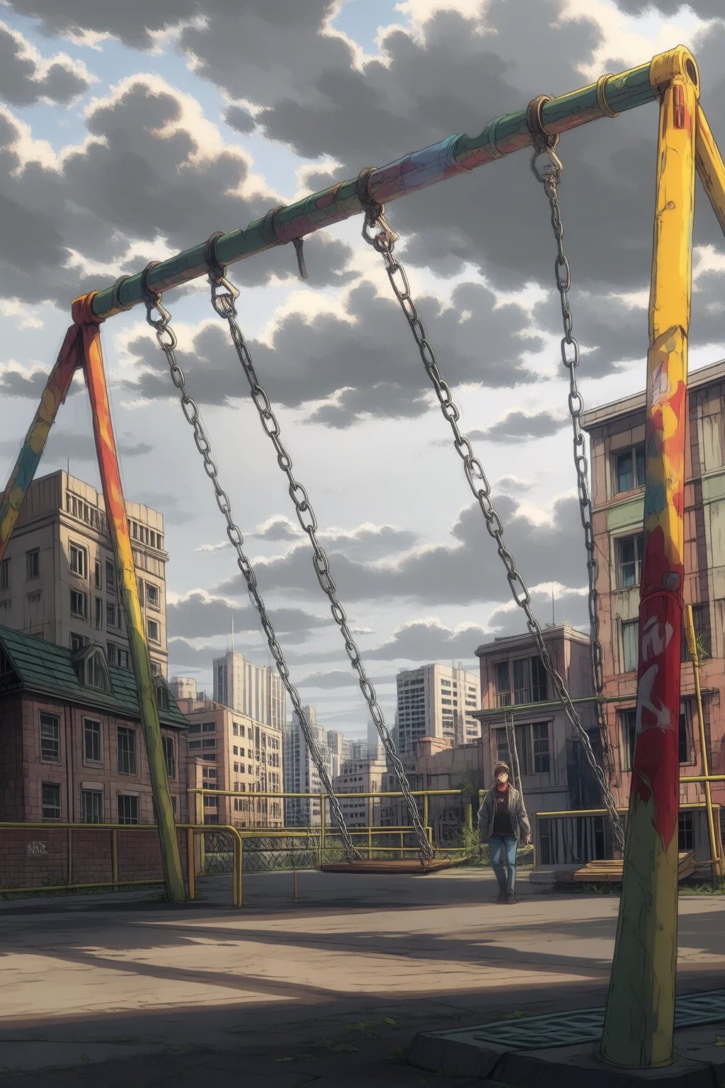 A city park, by the broken swings.