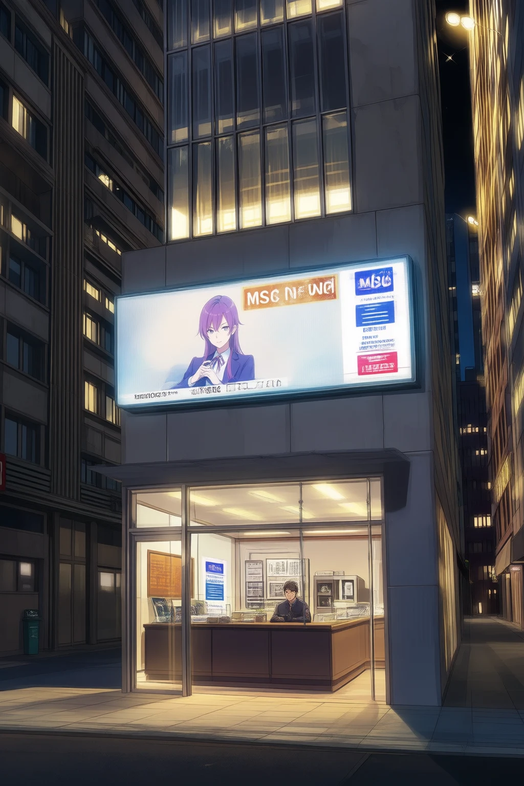 MSC News editing bay, late night.