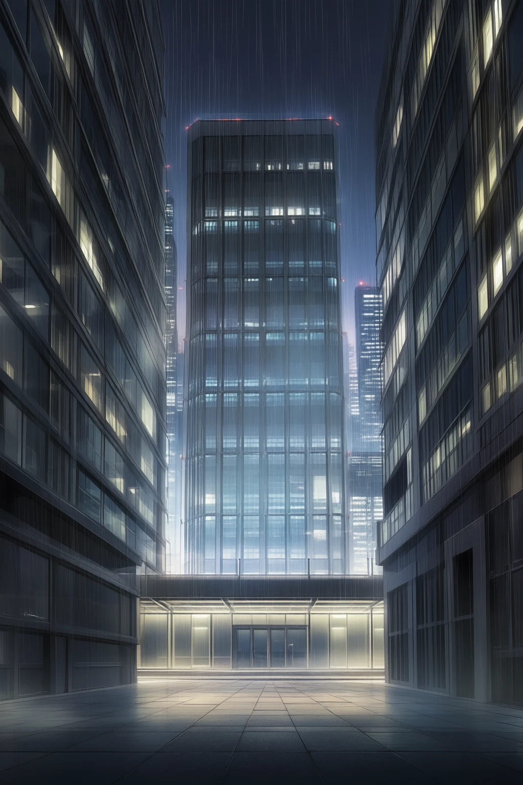 AINN Tech headquarters lobby. Night. After hours.