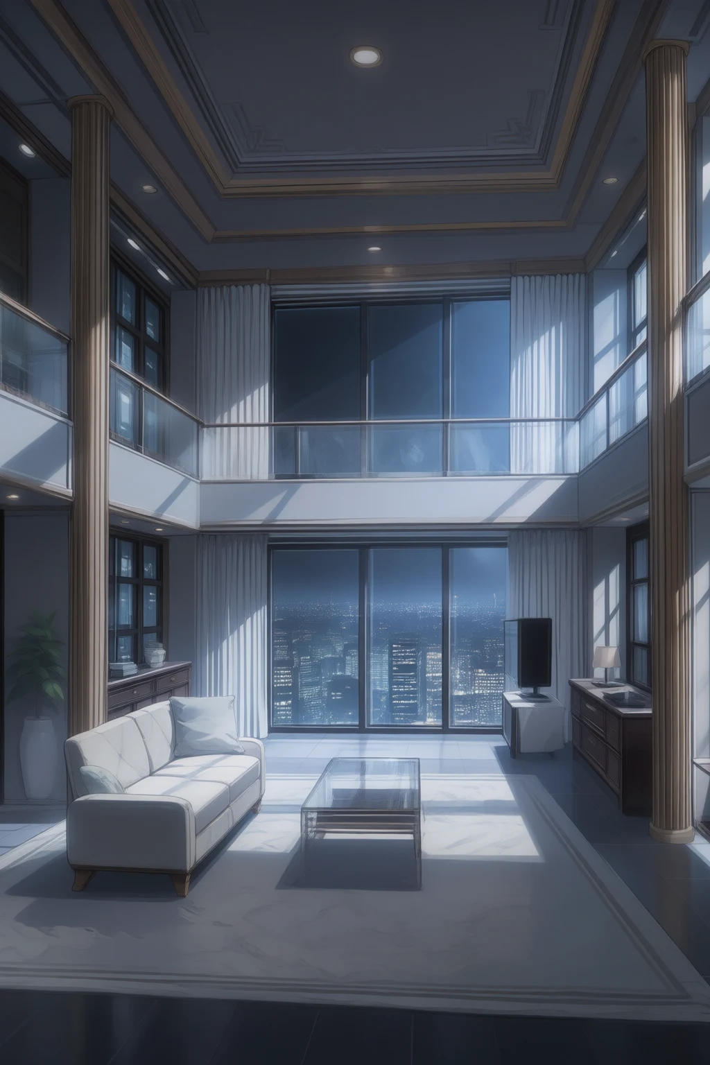 The main hall of Kim Min Kyu's penthouse. Night.