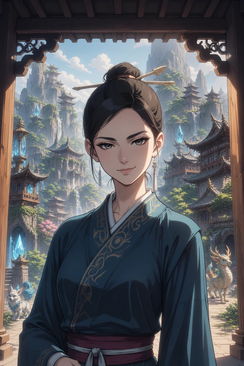 The main courtyard of the Sky Cloud Sanctuary. Morning