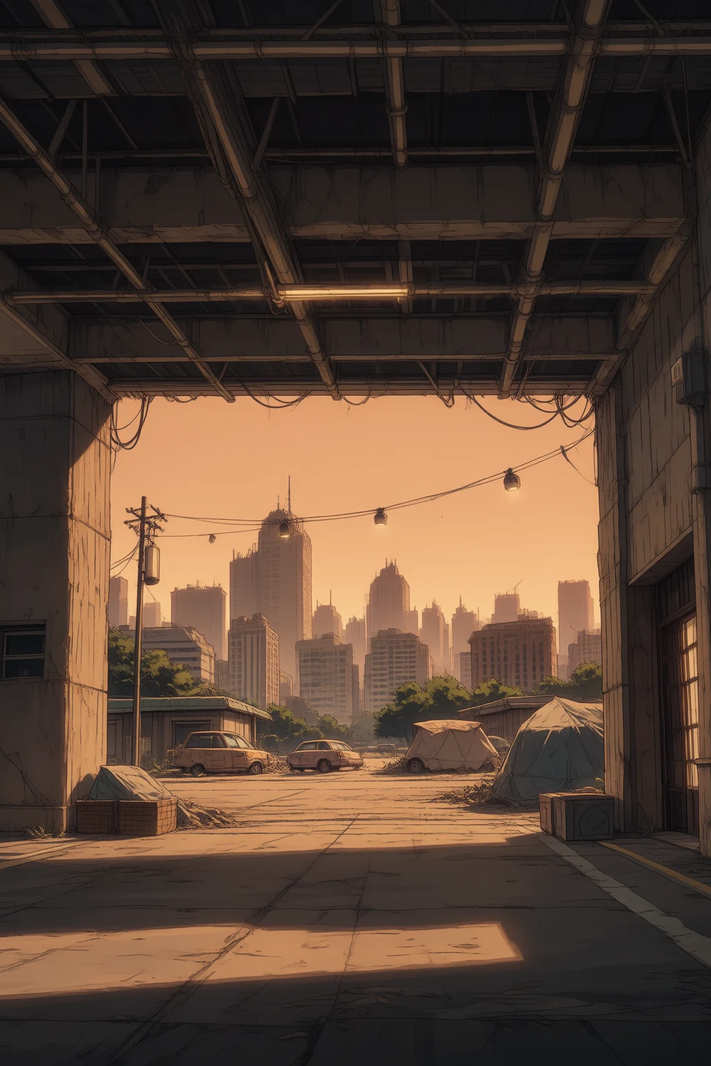 Inside the main chamber of the parking garage base. It's