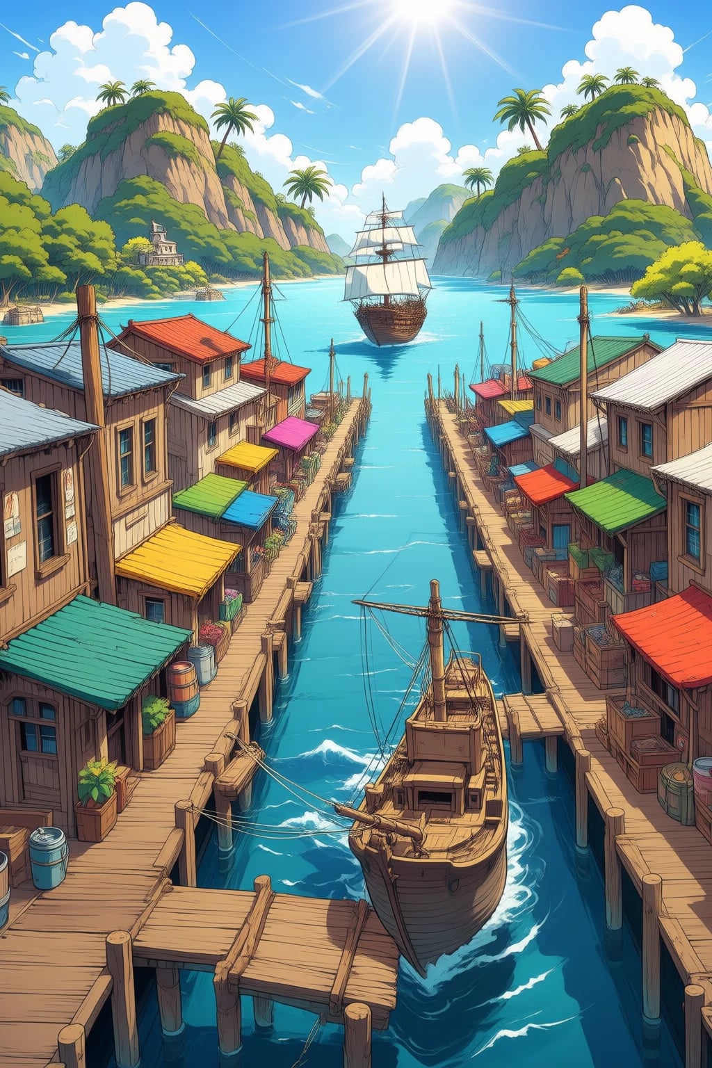 The busy docks of Port Windfall.