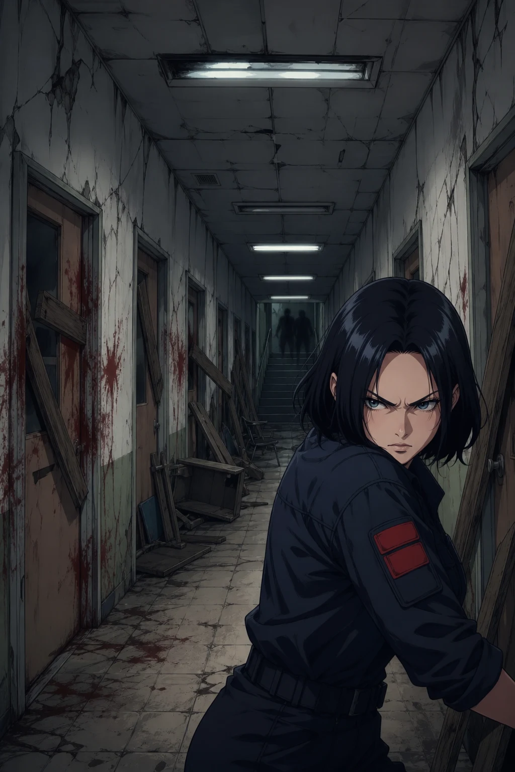 The fourth-floor hallway of Green Home Apartments, outside