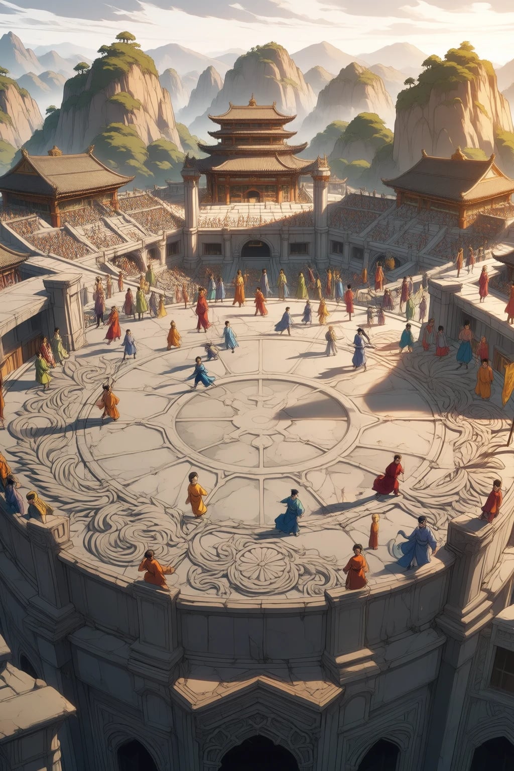 The competitor's preparation area beneath the Heaven's Justi